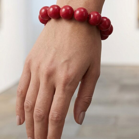 Cherry Red Acrylic Stretch Bracelet - Picture 5 of 5